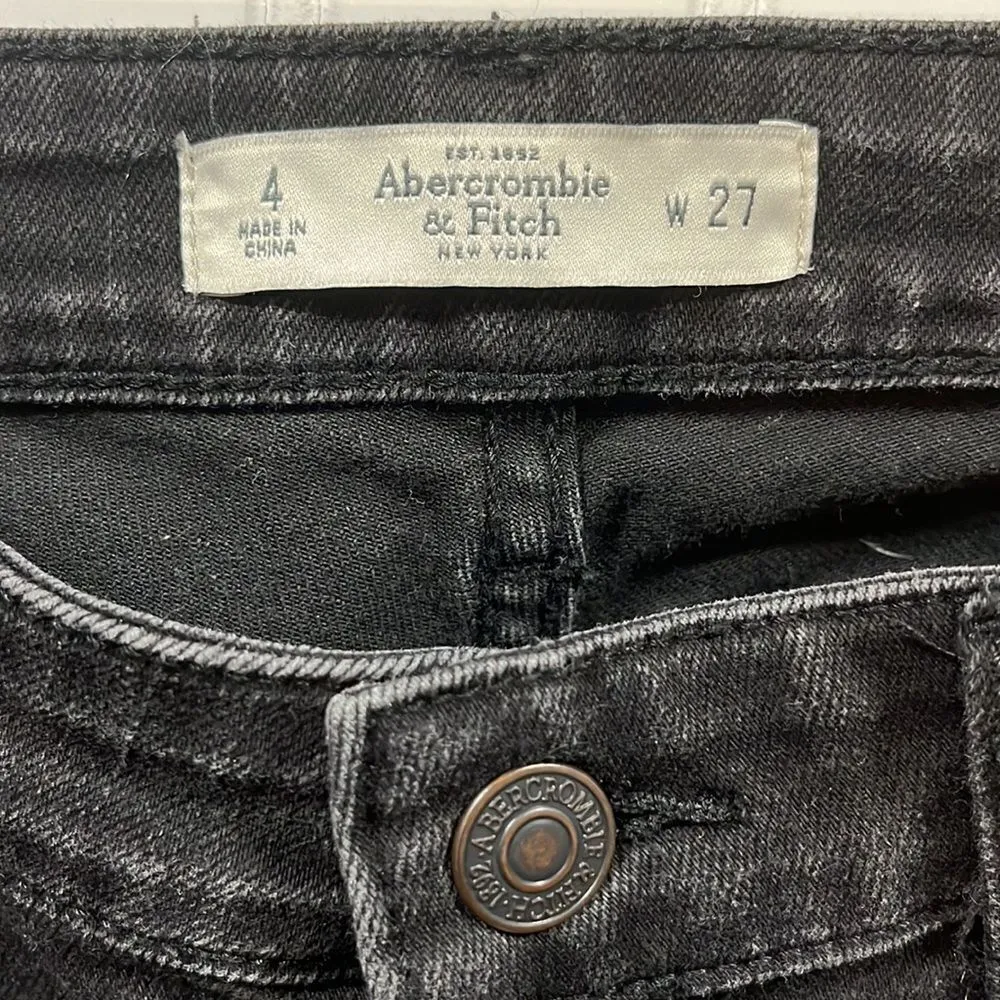Abercrombie & Fitch black distressed mid rise skinny jean - Image 3