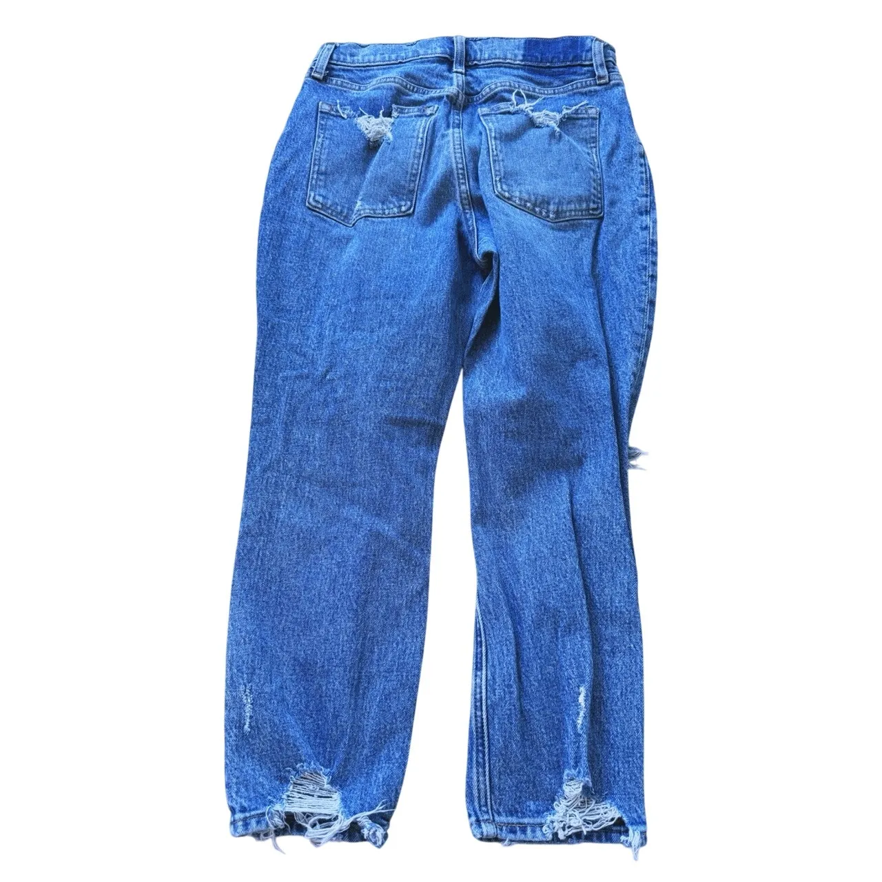 Abercrombie & Fitch The Mom High Rise Distressed Ripped Jeans 4 XShort Y2K Punk - Image 4