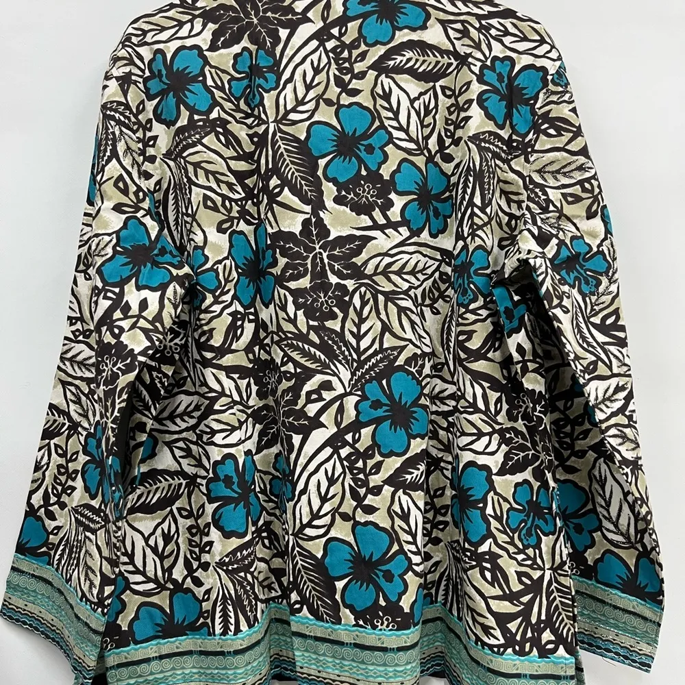 Units nwt xl embroidery beaded floral artsy button down light blazer jacket top - Image 2