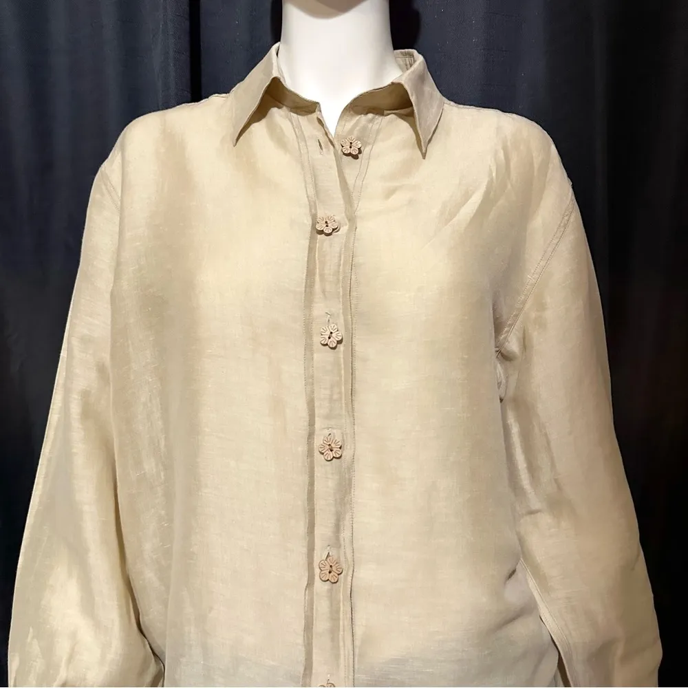 Gucci Authentic Vintage 1990's Cream Button-Up Shirt Zamasport for Gucci - Image 2