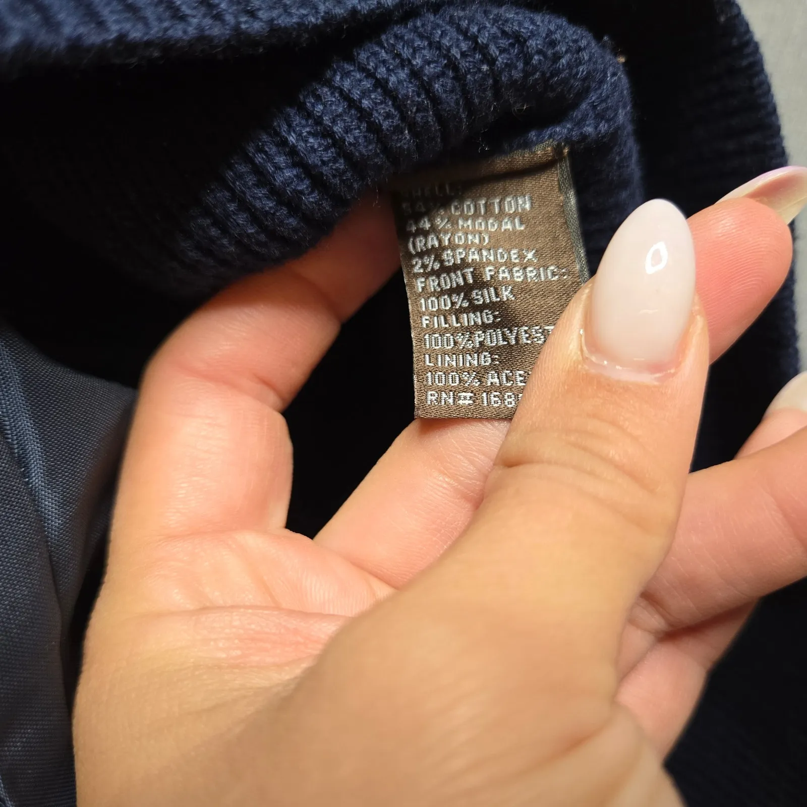 J. Mclaughlin Navy Quilt/Knit Women's Silk Jacket Size: S - Image 5