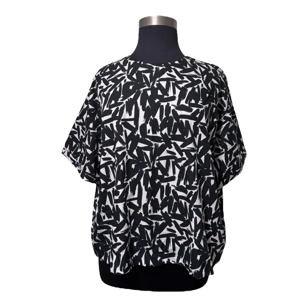 Wildfang Essential Boxy Top Paintbrush Strokes Size 3X Black - Image 2