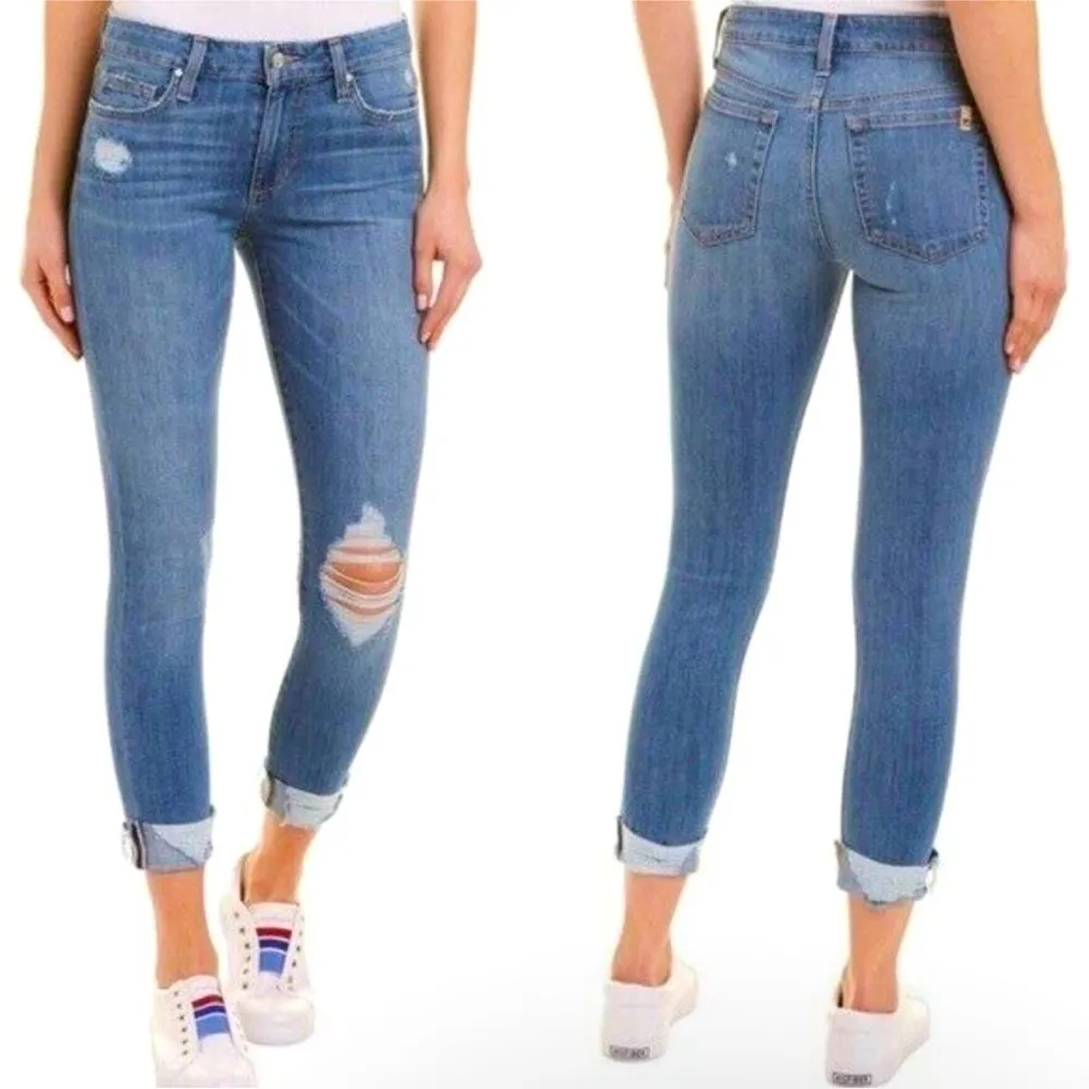 Joe's Jeans Icon Mid Rise Skinny Cuff Distressed Jeans in Rhea Size 24 - Image 3