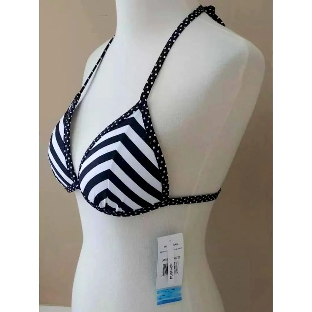 InMocean Black & White Stripe Dots Triangle Push Up Bikini Bathing Suit Top Size undefined - Image 2