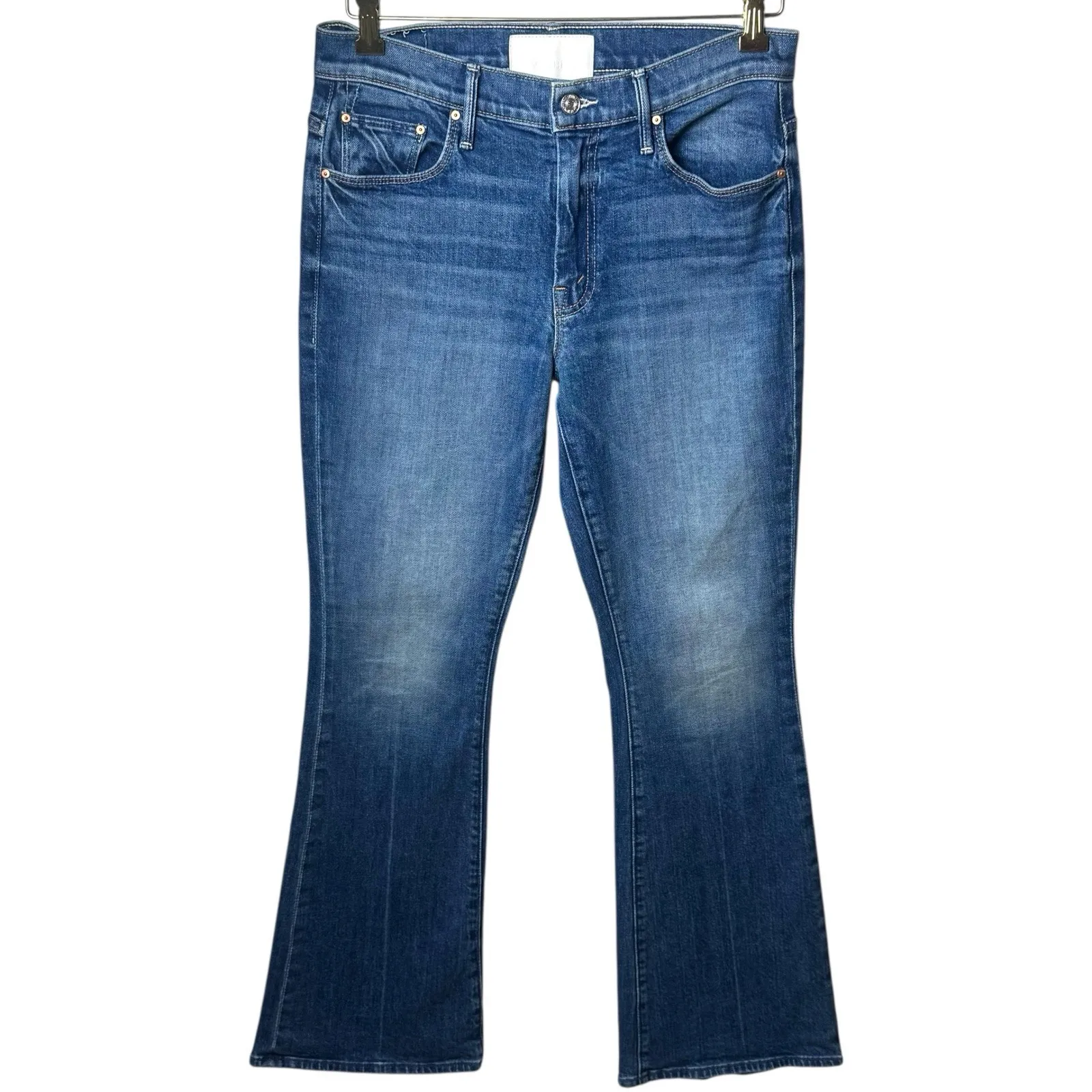 Mother Superior The Weekender Flare Leg Jeans Mid Rise Blue Denim Capsule 29 - Image 3