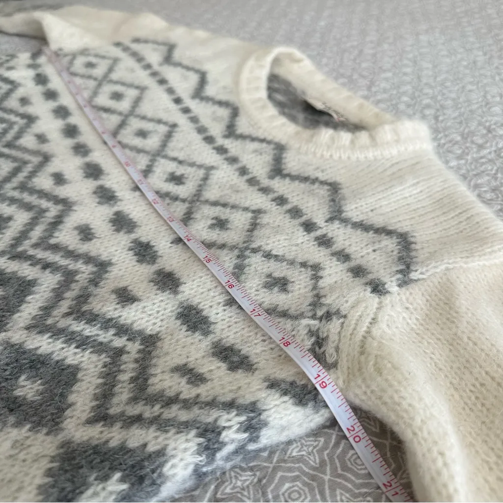 Label + Thread Greta Fairisle Crewneck Ski Sweater Alpaca Wool Peru Size XS Gray - Image 7