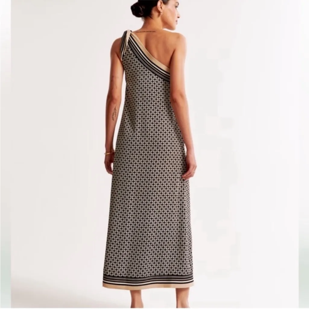 Abercrombie & Fitch One Shoulder Scarf Bow Midi Dress XL Tall - Image 2
