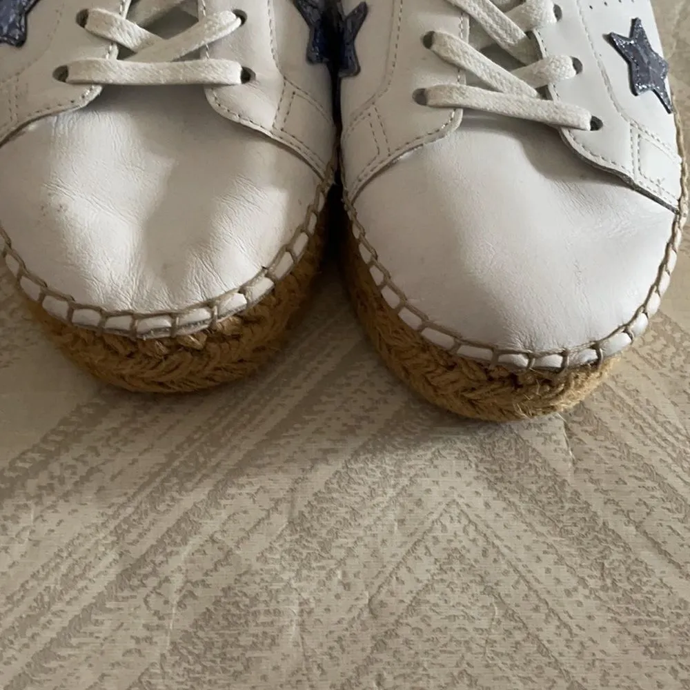 Marc Fisher Marcia Womens Leather Low Top Lace Up Espadrille Star Sneakers 9.5 - Image 4