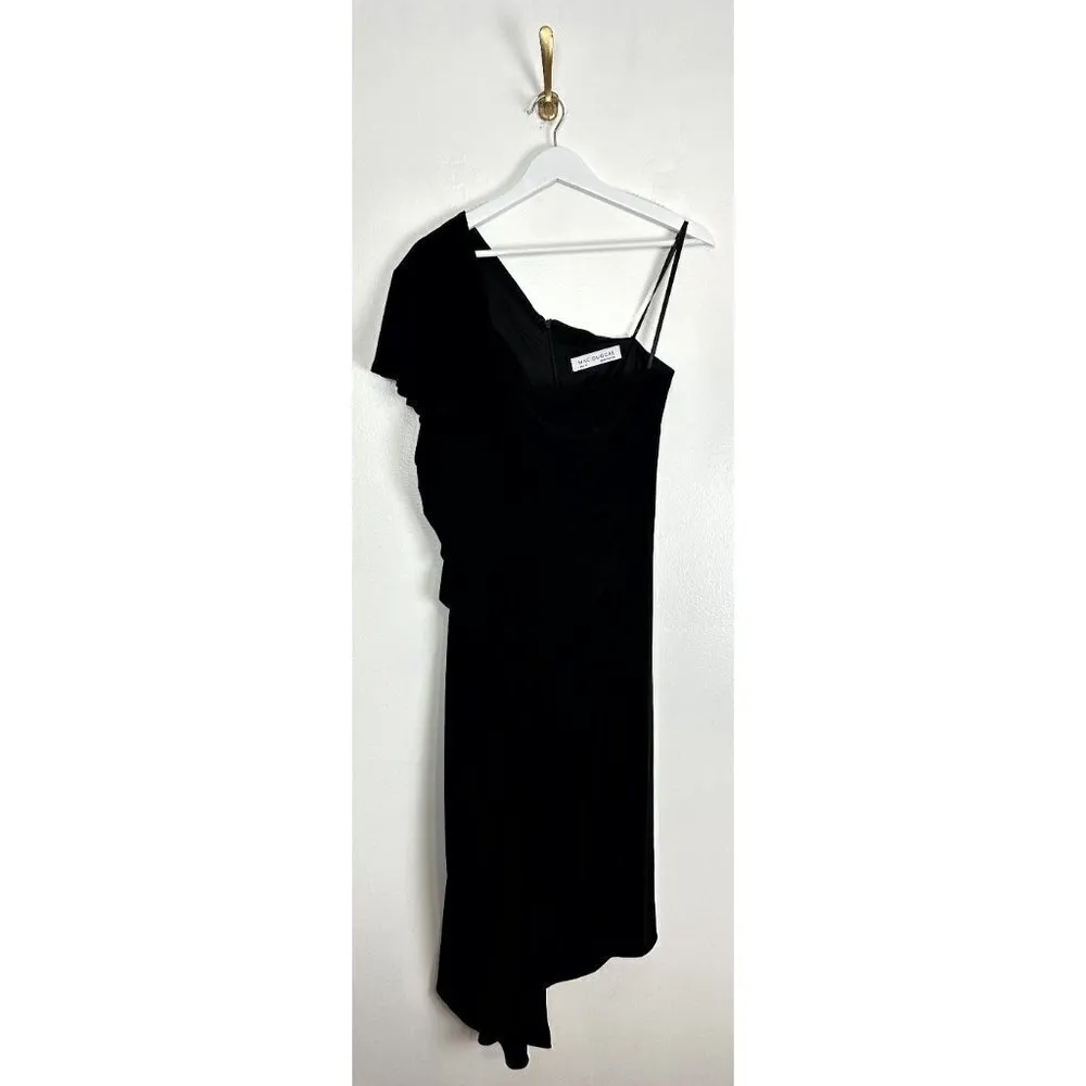 MAC DUGGAL One-Shoulder Jersey Midi Dress in Black Size US 10 - Image 3