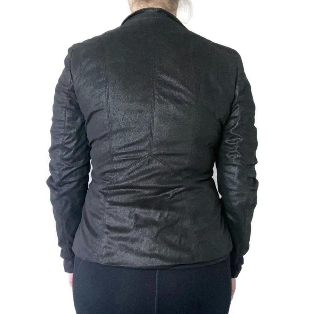 Zara Black Metallic Silver Tie Front Blazer Size Medium - Image 2