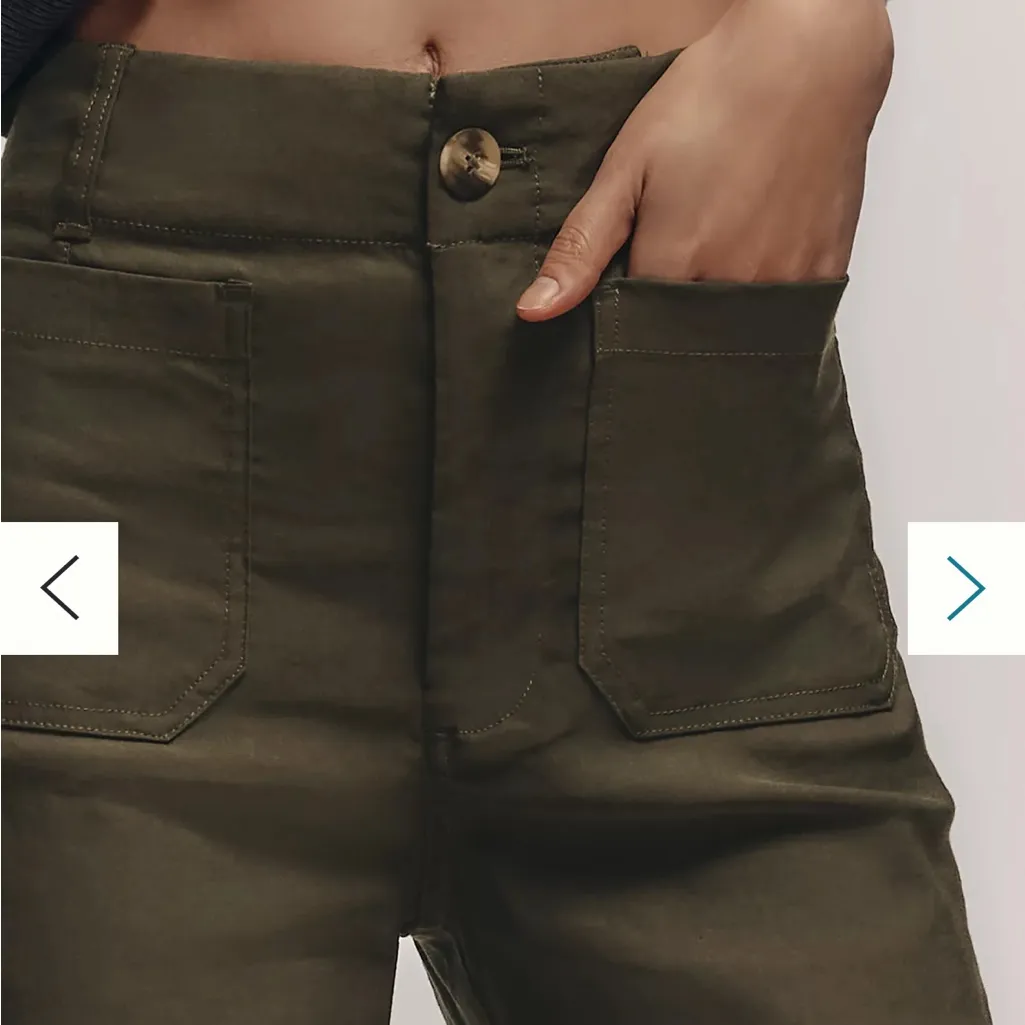 Anthropologie Maeve Colette Magic Fabric Cropped wide-Leg Pants in Dried Fern - Image 4