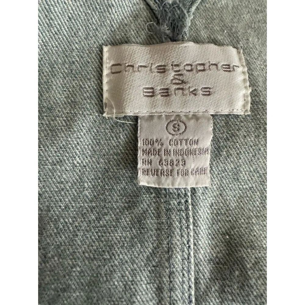 Vintage Christopher & Banks Denim Mini Pinafore Dress Size S 100% Cotton Y2K 90s - Image 4
