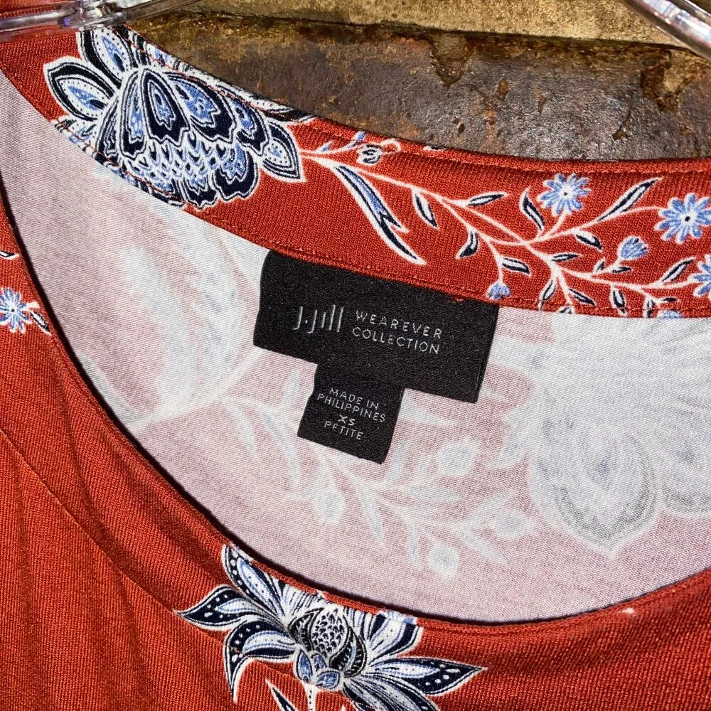 J. Jill Wearever Pottery Vine Jacobean Layering Floral Tank Top Size XS Petite - Image 5