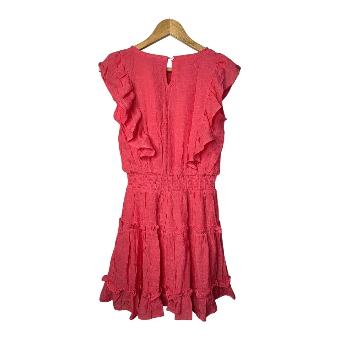 HYFVE Coral Ruffle Sleeveless Dress Smocked Waist Tiered Summer‎ Size Small NWOT - Image 4