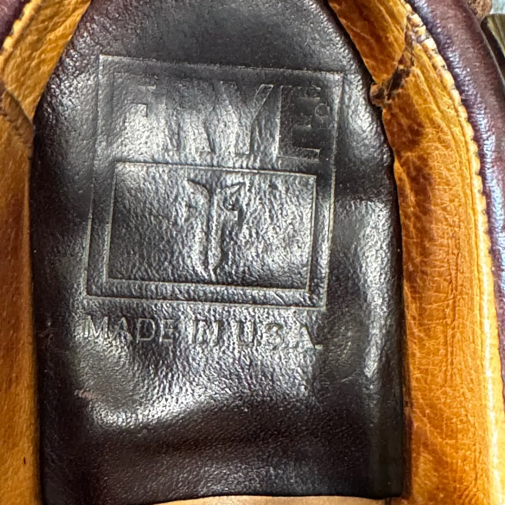 Frye Harness Mules Boots Brown Leather Shoes Size 6 - Image 7