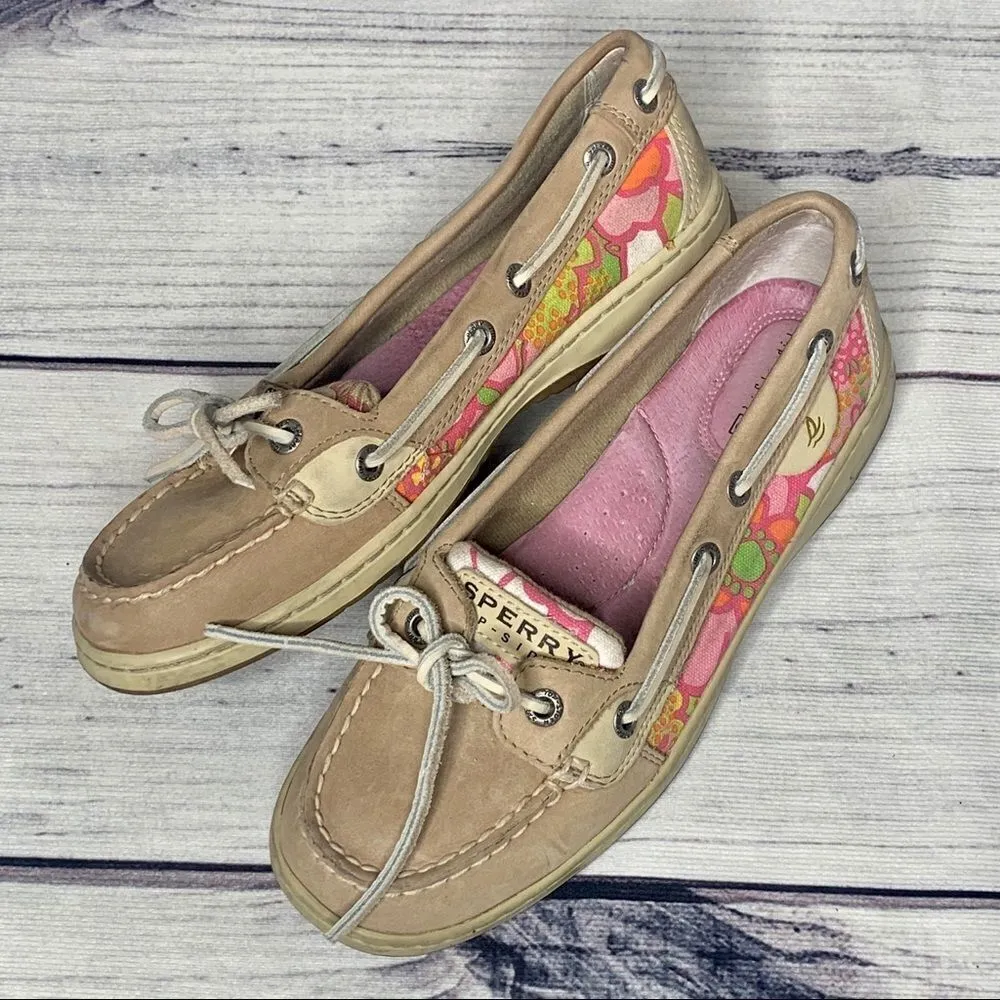 Sperry Top Sider Womens 6.5 Pink/Yellow Floral - Image 2