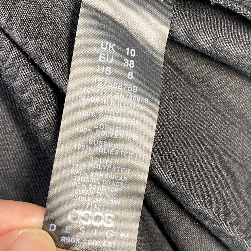 ASOS DESIGN Pleated Tie‎ Neck Babydoll Dress Black Mini Short Sleeve US 6 - Image 5