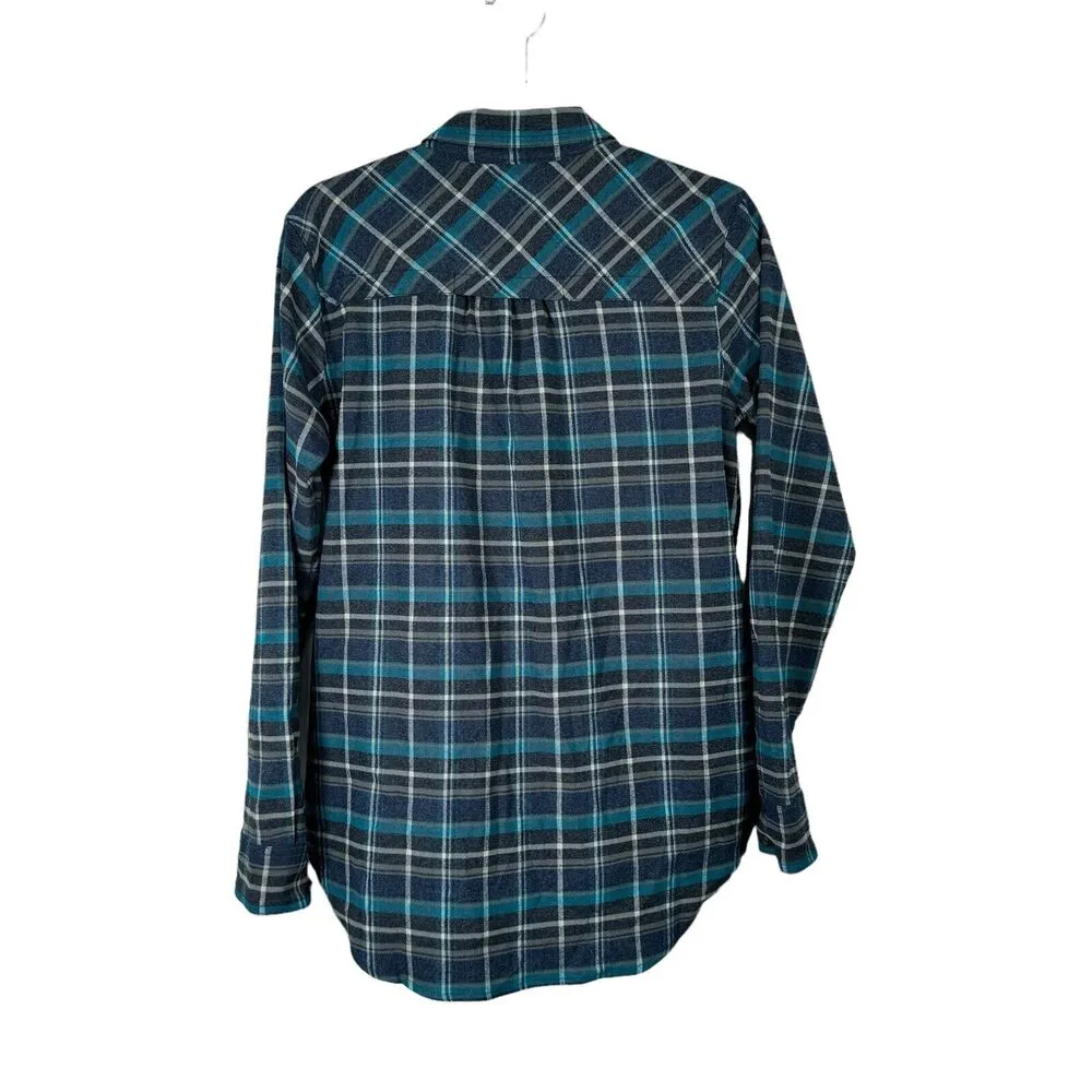 Outdoor Research Kulshan Flannel Tunic Blue Plaid Button Front Shirt Womens Med - Image 5