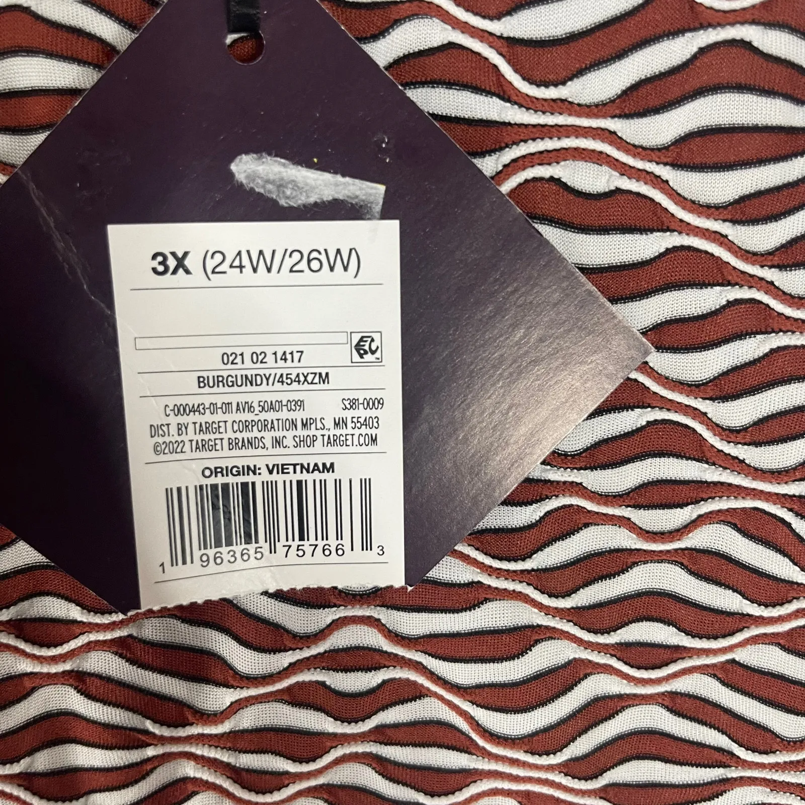 NWT Ava & Viv Women's‎ Plus Size 3X Burgundy Jacquard Long Sleeve Top - Image 6