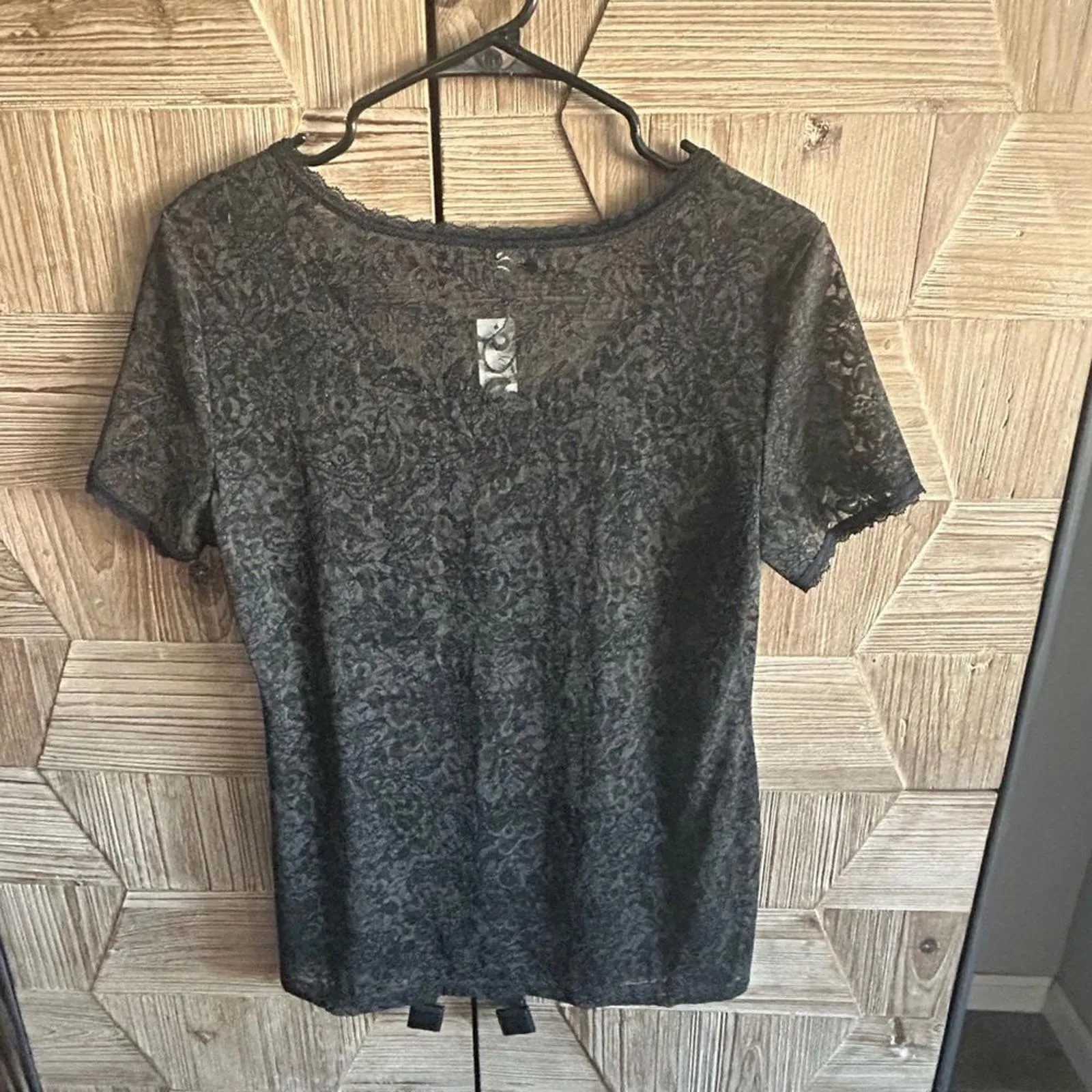 NWT Soma Women’s Lace Camisole Size M Black Short Sleeve Sheer Top Whimsigoth - Image 7