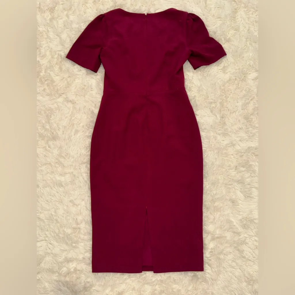 NEW Dress the Population Ruth Asymmetric Neck Midi Dress Dark Magenta Sz M - Image 7