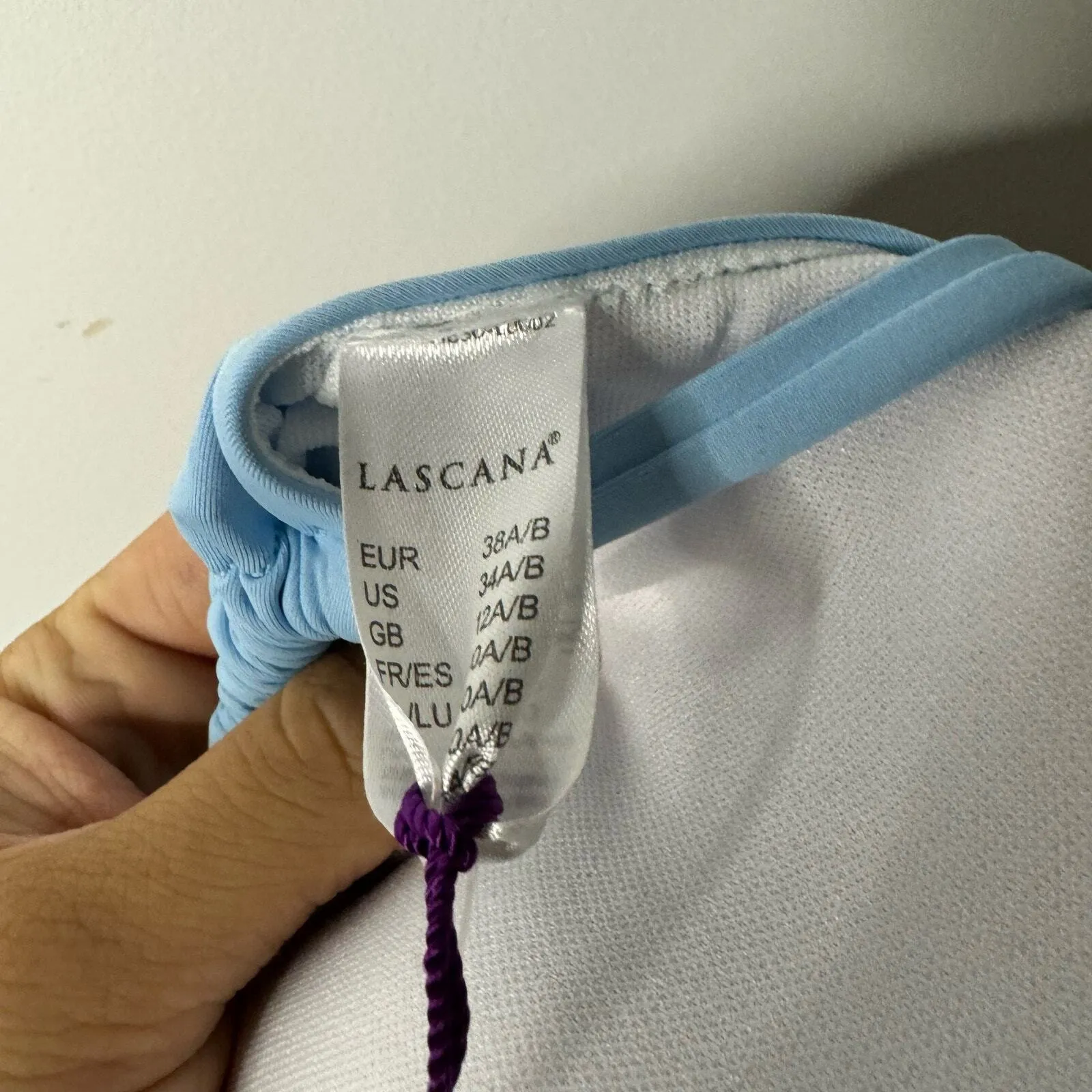 Lascana Women's Size 34 A/B Triangle Bikini Swimsuit Top Blue Criss Cross Back - Image 3