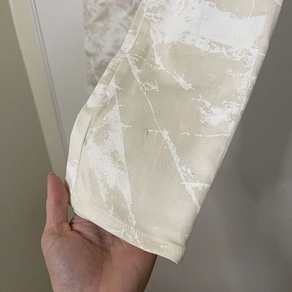 HELMUT LANG ivory beige marble abstract leggings US 27 - Image 3