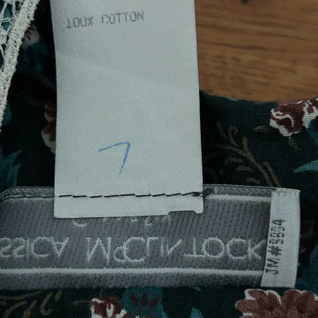 Gunne Sax Vintage Jessica McClintock Floral Prairie Dress Blue Green Size 7 - Image 16