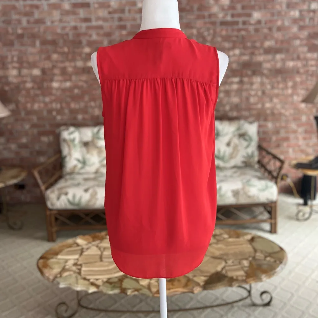 INC Top Blouson Hi Low Red Sleeveless V - Image 8