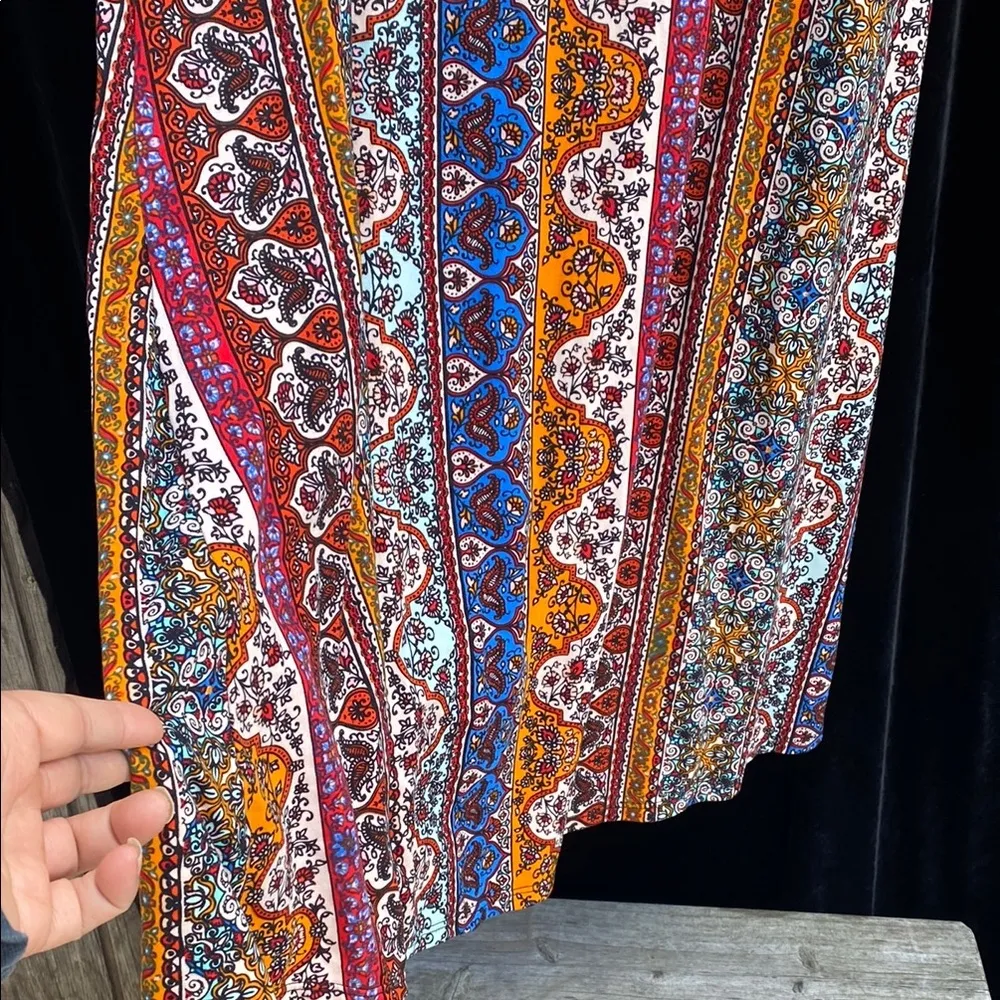 Woman’s Bohemian Maxi Skirt Friday Los Angeles Size L Vibrant Colors Festival Blue Size L - Image 5