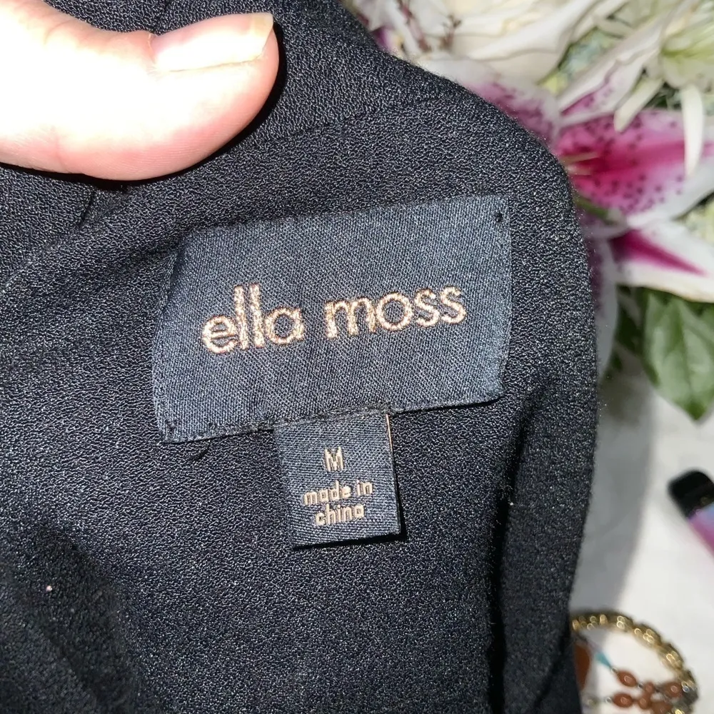 Ella Moss Black Moto Shirt Lightweight Zip-Up Casual Everyday Jacket Pockets M - Image 8