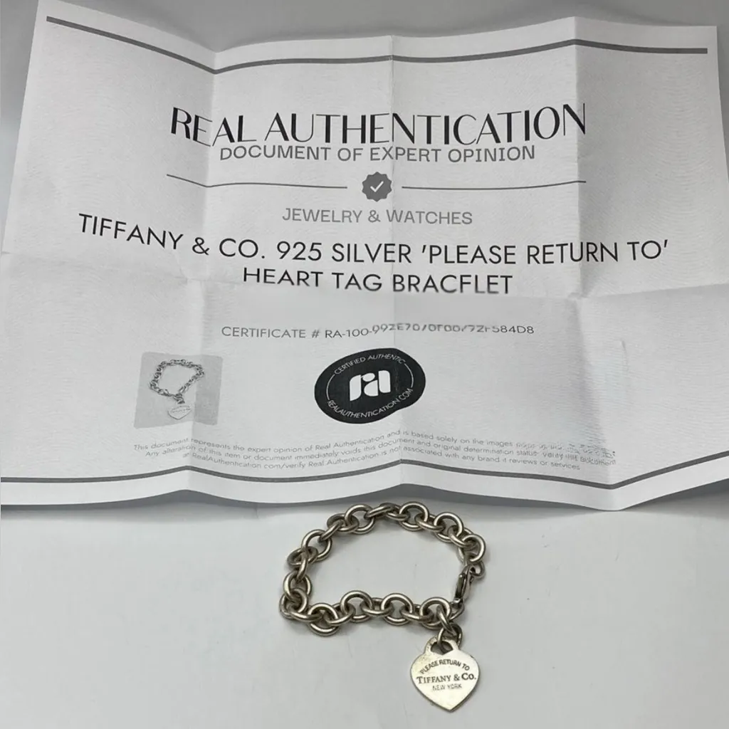 Tiffany & Co. Return to Tiffany Heart Tag Charm Bracelet Sterling Silver 7.5” - Image 7