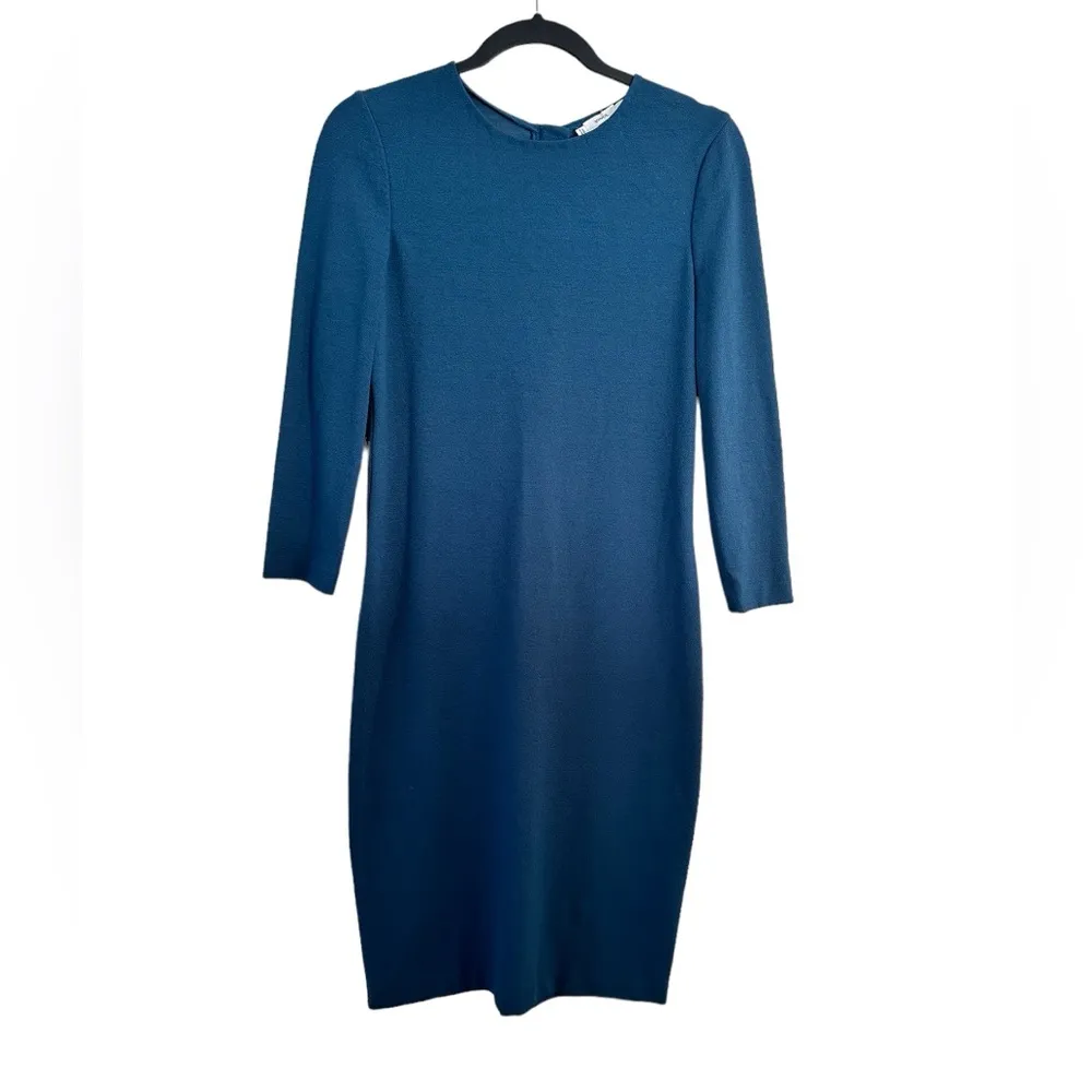 VINCE CREW NECK LONG SLEEVE BODYCON GREEN DRESS S - Image 2