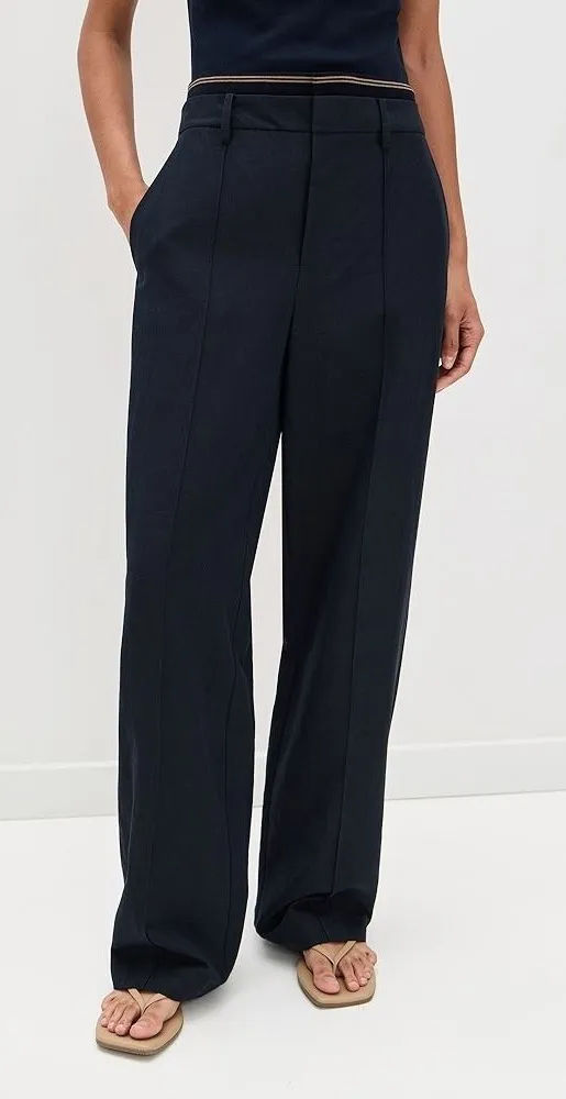 WAYF Wide Leg Tailored Pants Black High Rise Slacks Minimalist Size S - Image 1