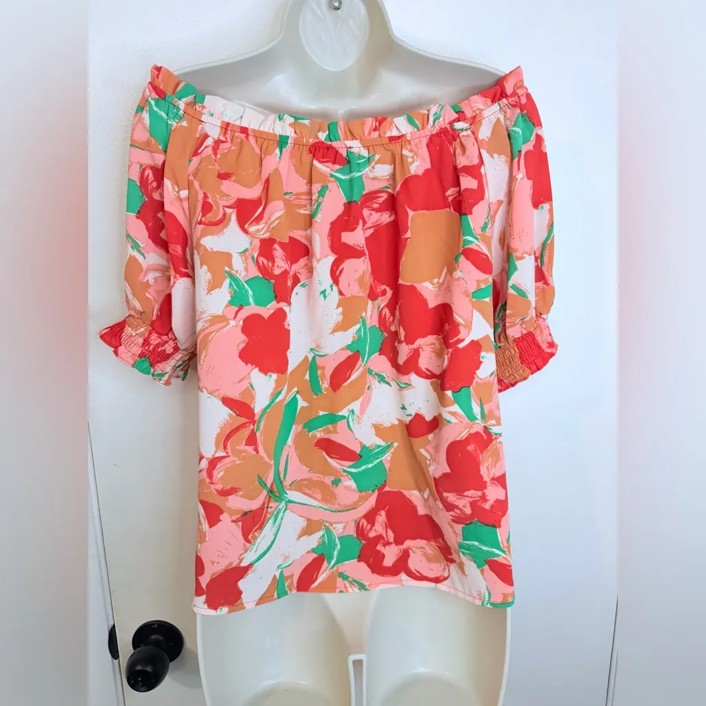 Haley And Co. Off The Shoulder Floral Top Size M Red Size M - Image 8