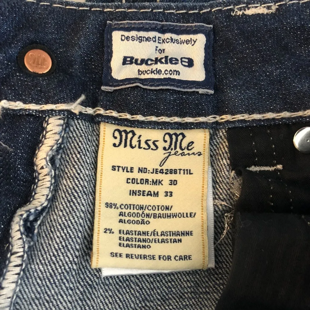 Miss Me Womens Jeans JE4288T111 Straight Embellished Studded Flap Pockets 27 - Image 7