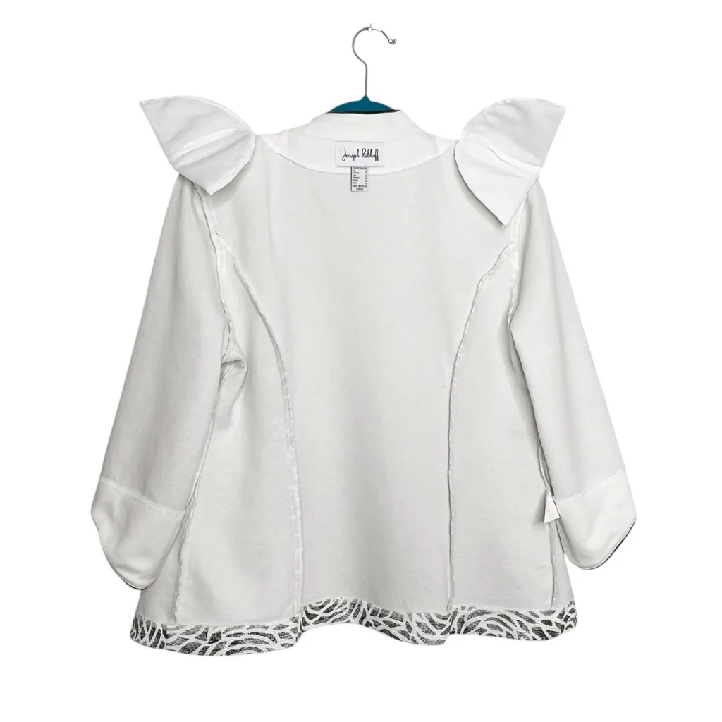 Joseph Ribkoff Blazer Jacket Lightweight Floral Black & White Size 14 - Image 12