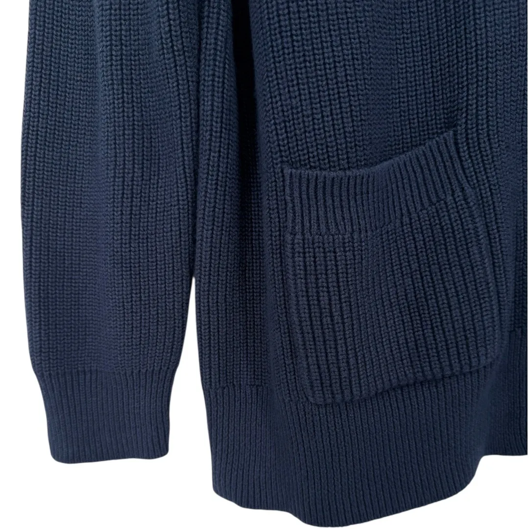 J Crew Cotton Cashmere Blend V Neck Button Front Cardigan Sweater Navy Sz Medium Blue - Image 10