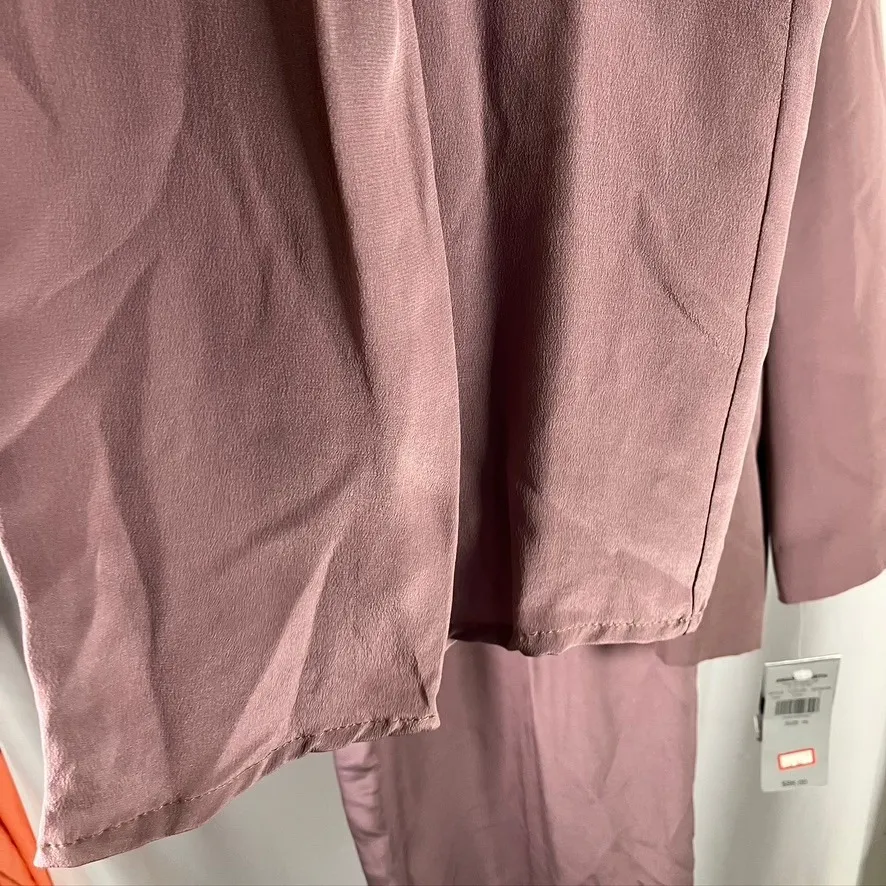 Amanda Smith Vintage Pure‎ Silk Pant Suit Set Size 16 Zen Minimalism Mauve New - Image 10