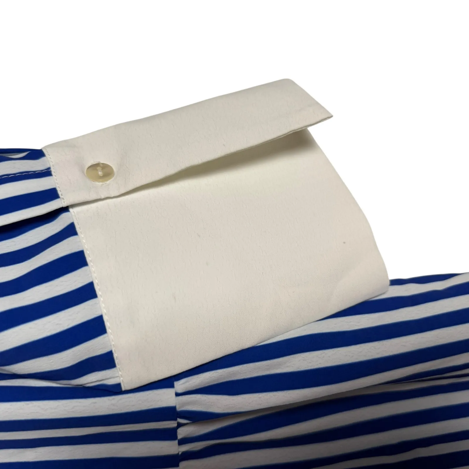 Tuckernuck Hayes Blue White Stripe Drop Waist Button Front Collared Shirt Dress - Image 9