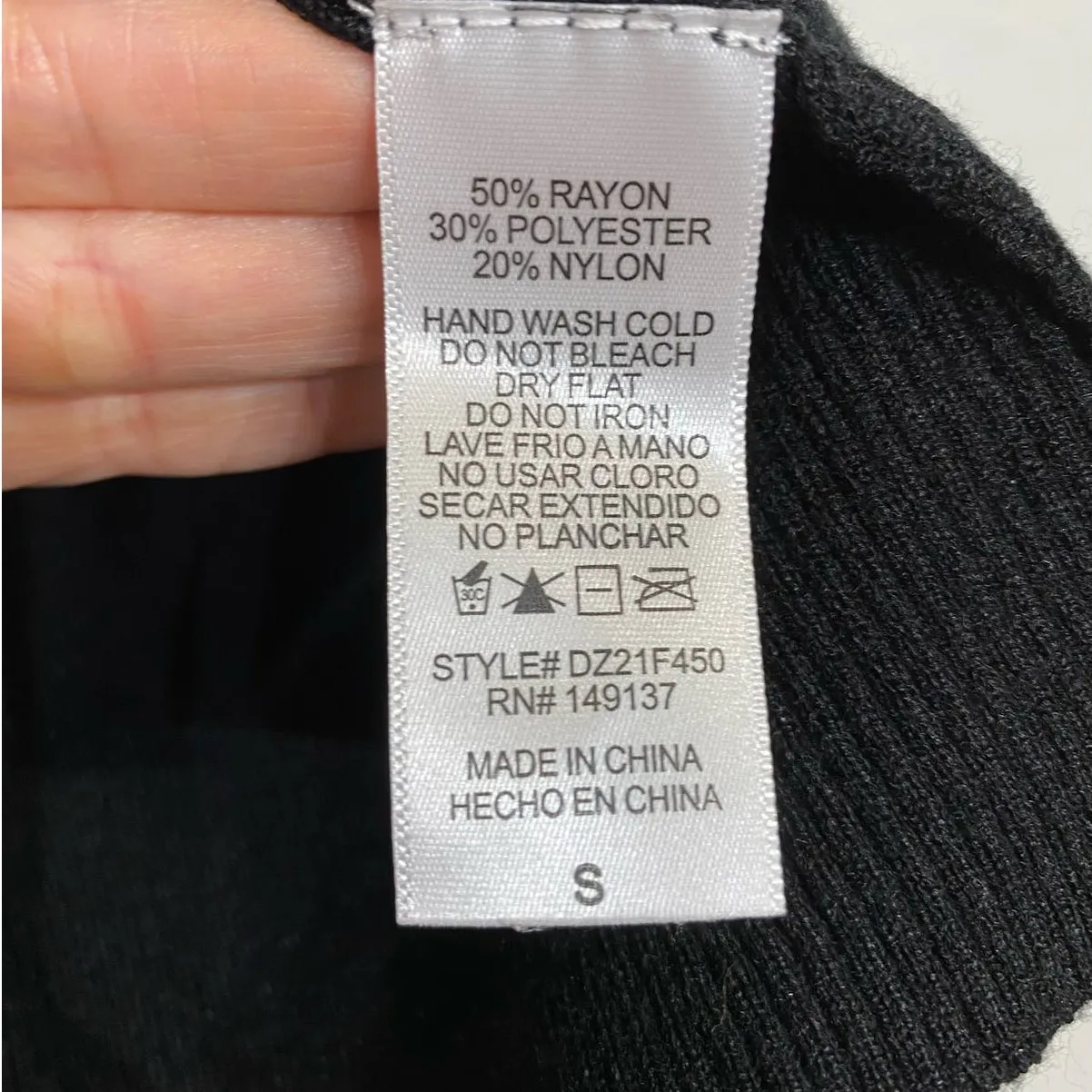 Double Zero Black Ribbed Midi Bodycon Skirt Sz S - Image 5