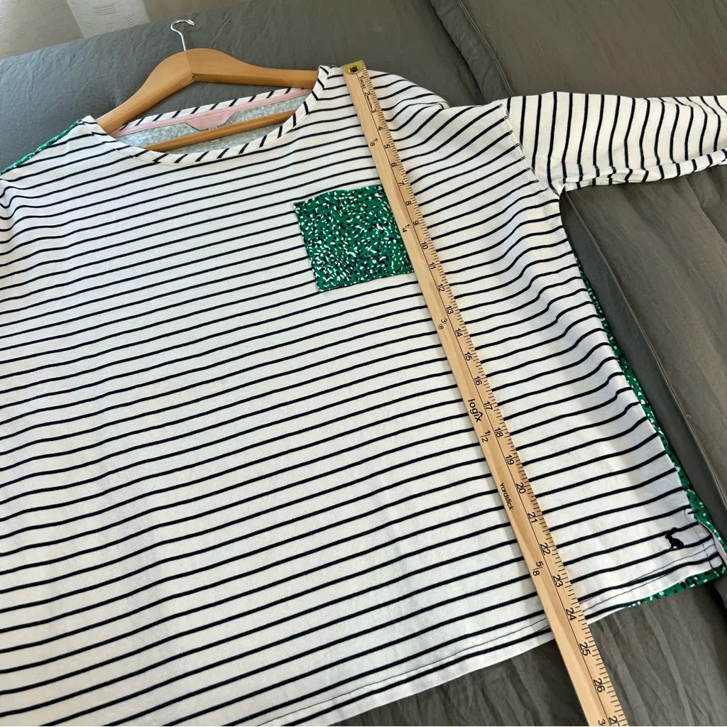 Joules Marina Drop Shoulder Stripe Speckled Knit Jersey Cotton Top. Size 12. - Image 9