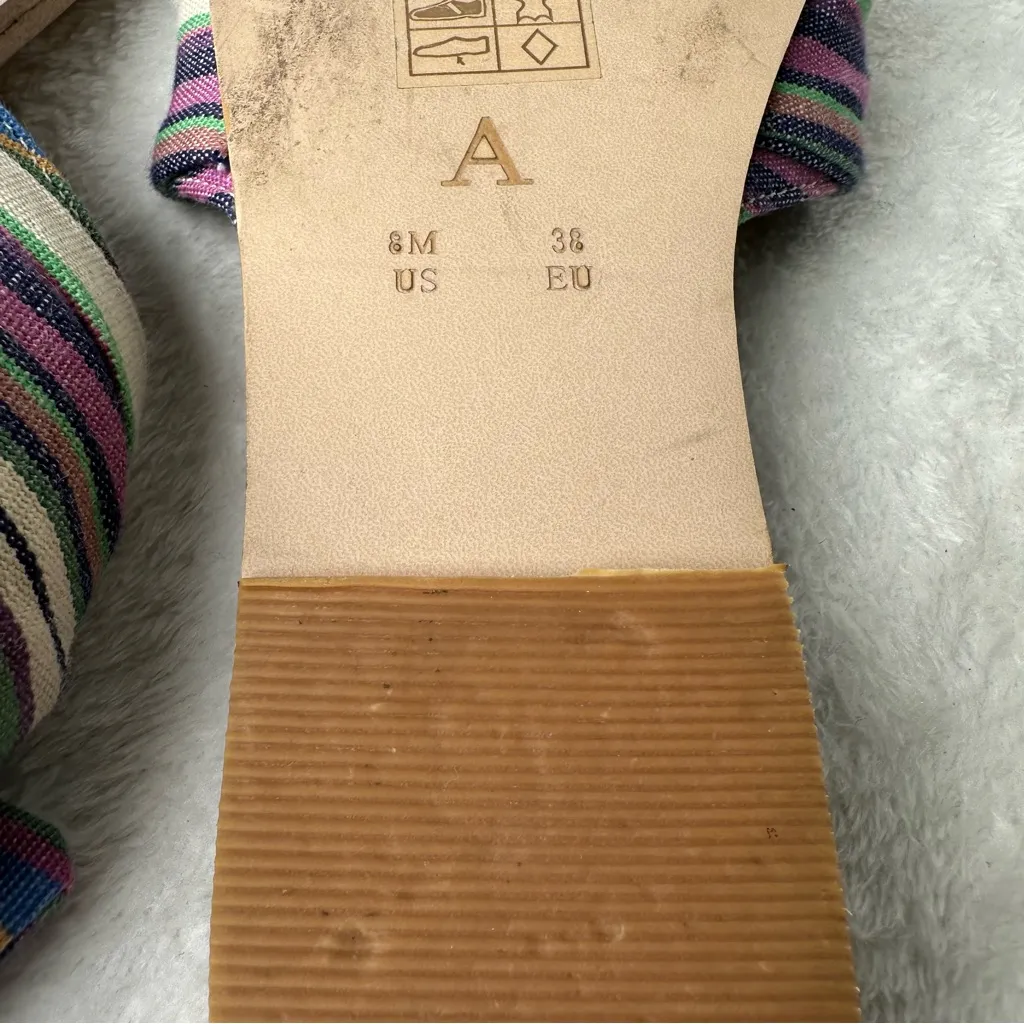 Anthropologie Striped And Knotted Bow Sandals  Flats Purple and Green Size 8 - Image 8