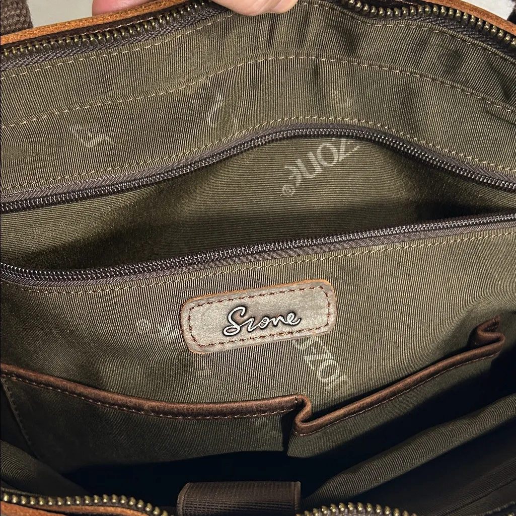 SZone Leather & Canvas Laptop Tote - Image 9