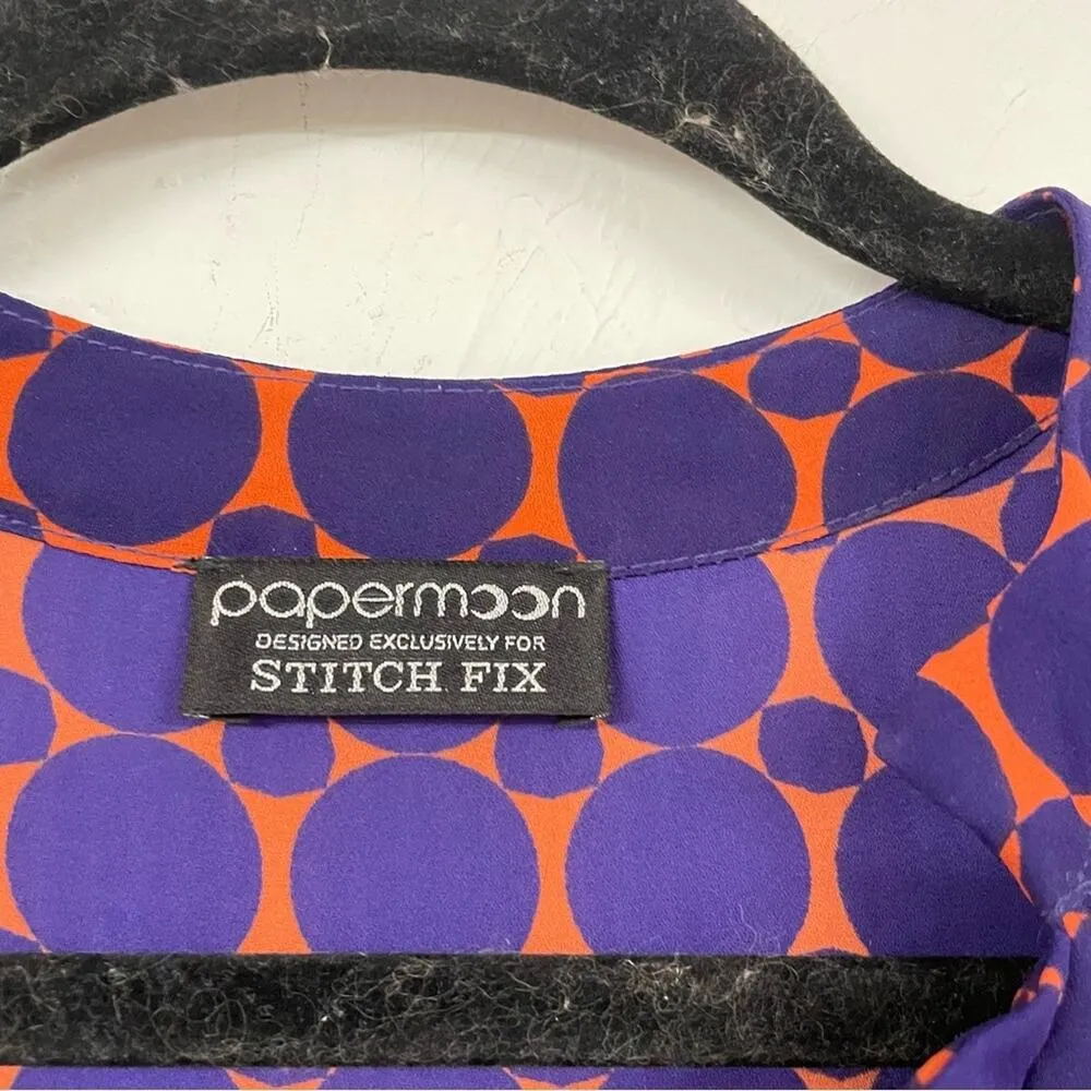 Papermoon Stitchfix Purple & Orange Spotted Sleeveless Tunic Blouse Womens S Top - Image 3