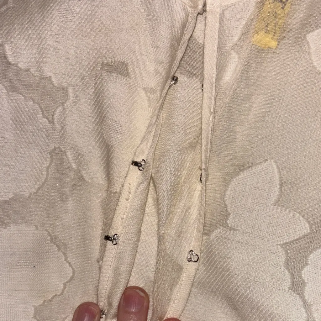 Tory Burch Cream Sheer Floral Top - Image 4