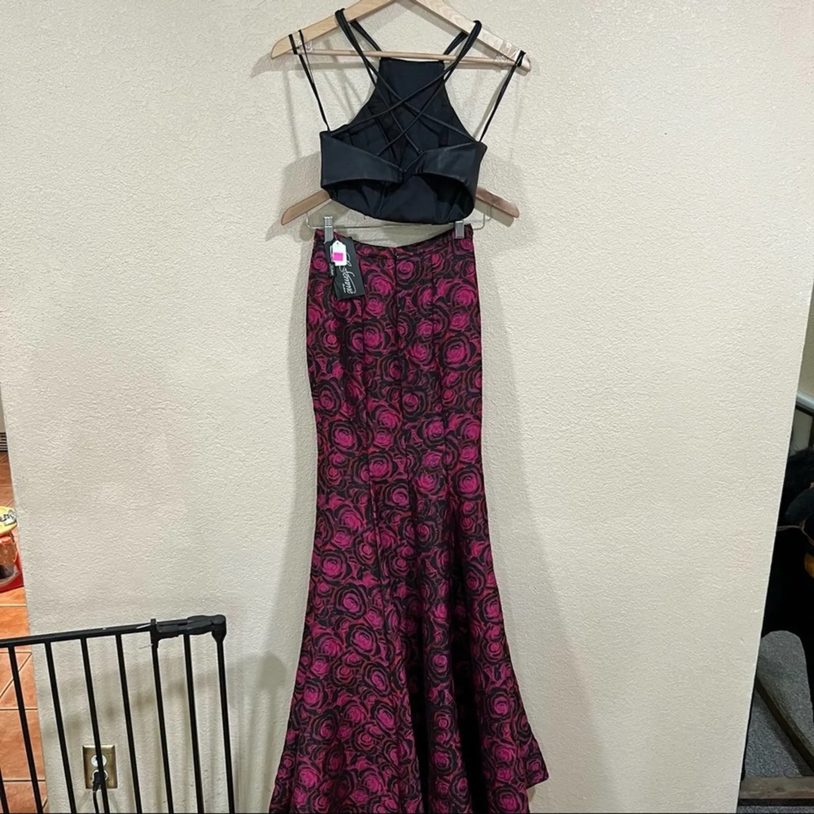 NWT La Femme 23864 two piece mermaid dress - vegan leather top & strappy back - Image 7