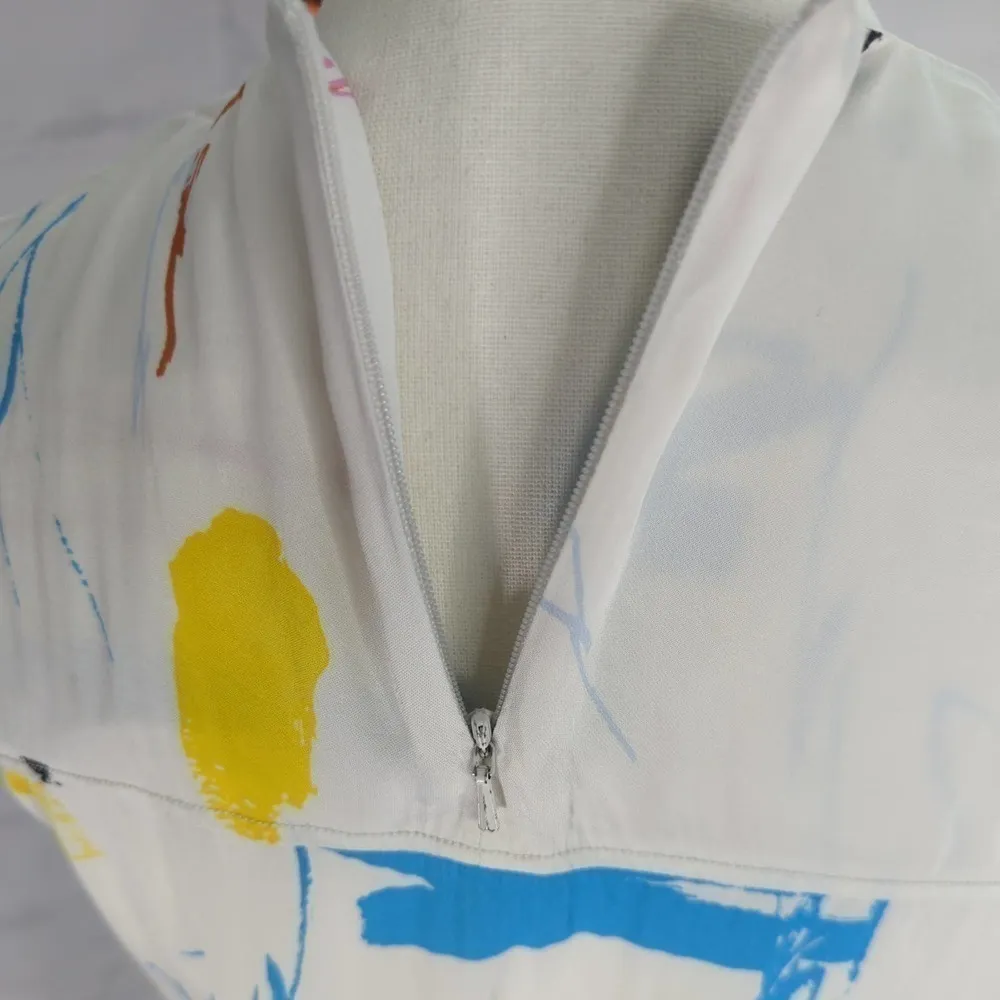 Cedric Charlier Abstract Fantasy Print‎ Hourglass Dress (12 US) MSRP $1495 White - Image 12