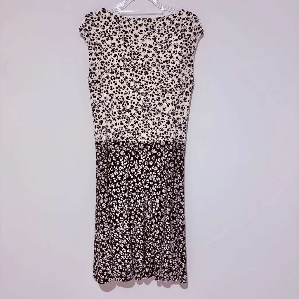 Lauren Ralph Lauren Sleeveless Gathered Polkadot Print dress Black Off-White‎ 12 - Image 2