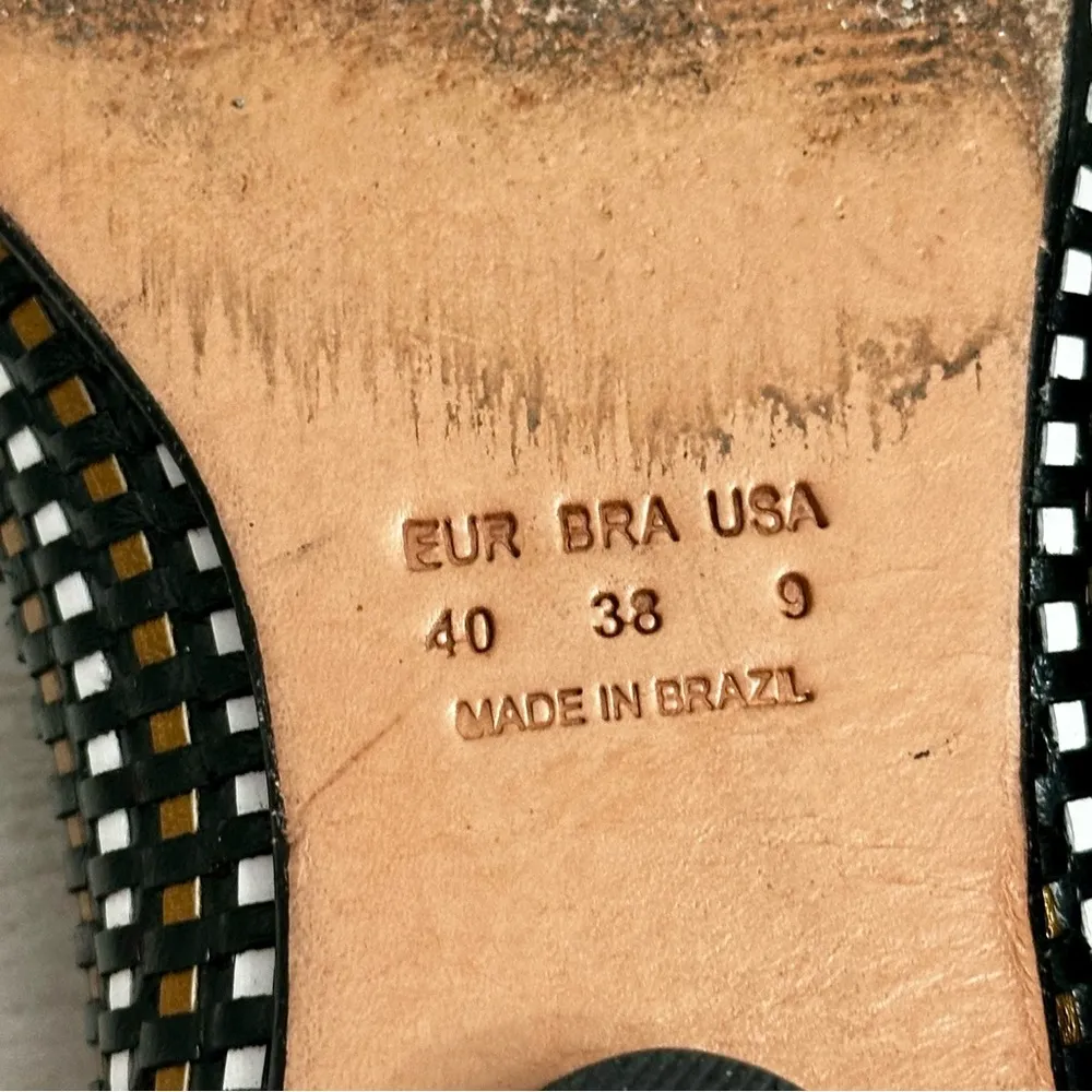 Black Lace Up Leg Wrap Gladiator Leather Ballet Flats Woven Handmade Basketweave Size 9 - Image 12